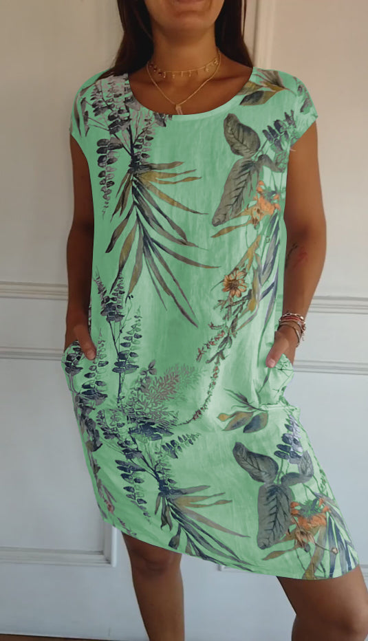 Gabriella | Women Casual Leaf Print Summer Dress