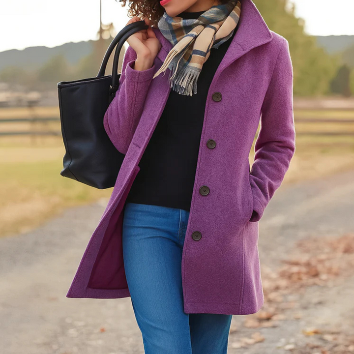 Helga | Women’s Classic Winter Coat with Front Button Closure