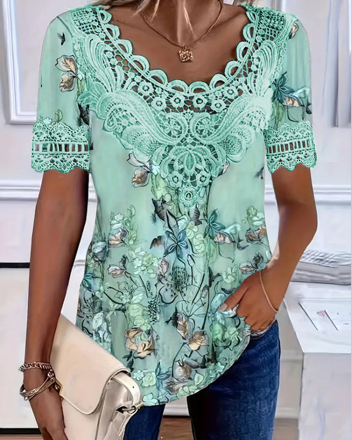 Emilyn | Floral Print Short Sleeve T-Shirt