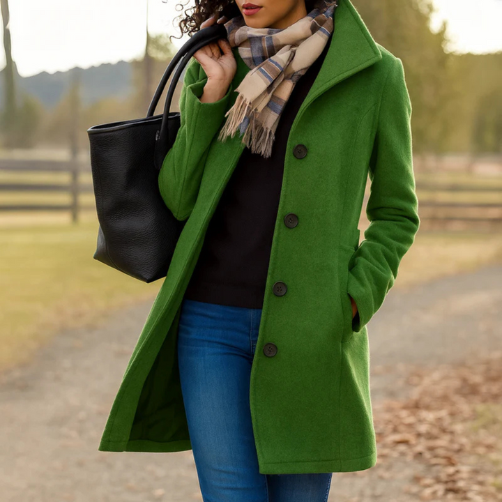 Helga | Women’s Classic Winter Coat with Front Button Closure