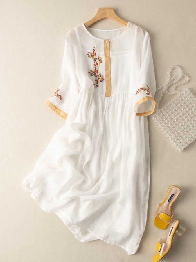 Isabella | Women’s Summer Embroidered Ethnic Midi Dress
