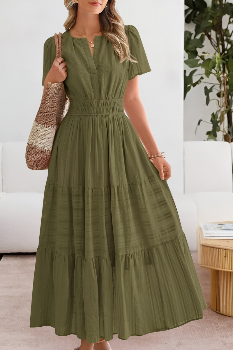 Dominique | Women’s Boho Smocked Midi Dress