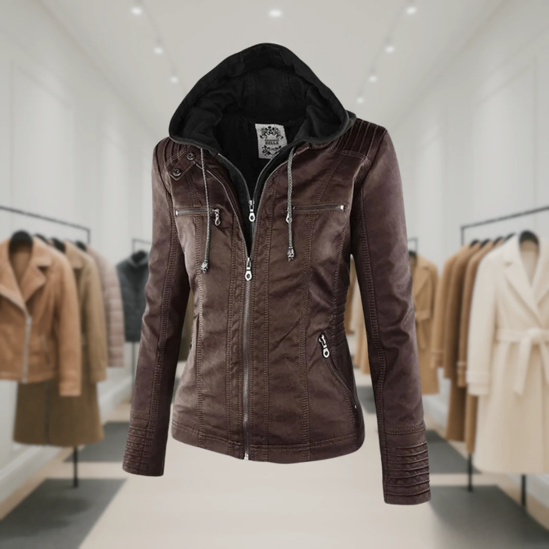 Odessa | Waterproof Leather Jacket with Hood