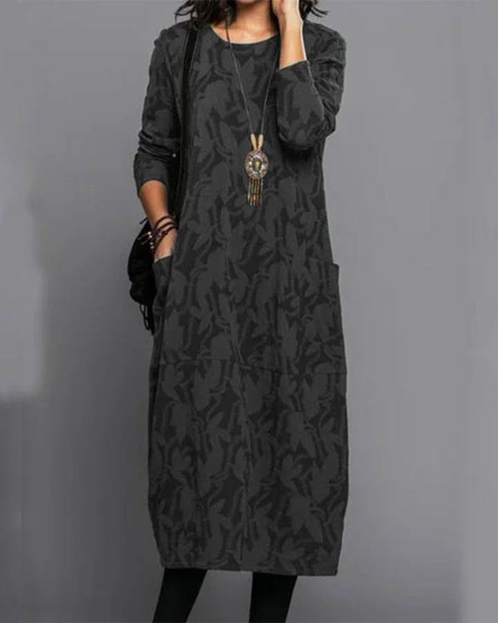 Kimberly | Women’s Winter Long Sleeve Pocket Maxi Dress