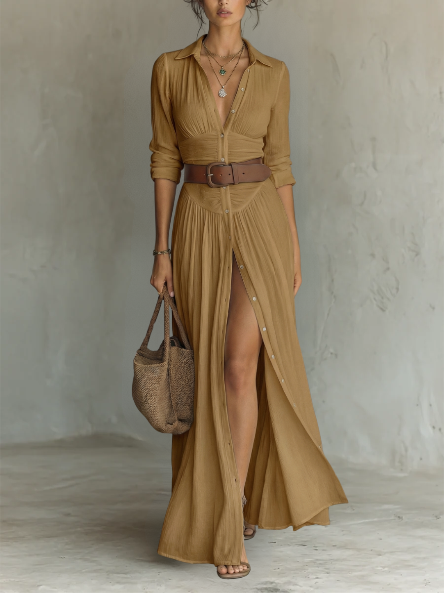 ESSENTIAL | Long Pleated Maxi Dress