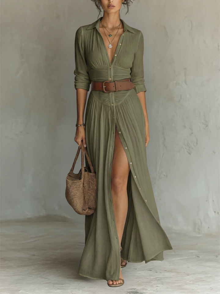 ESSENTIAL | Long Pleated Maxi Dress