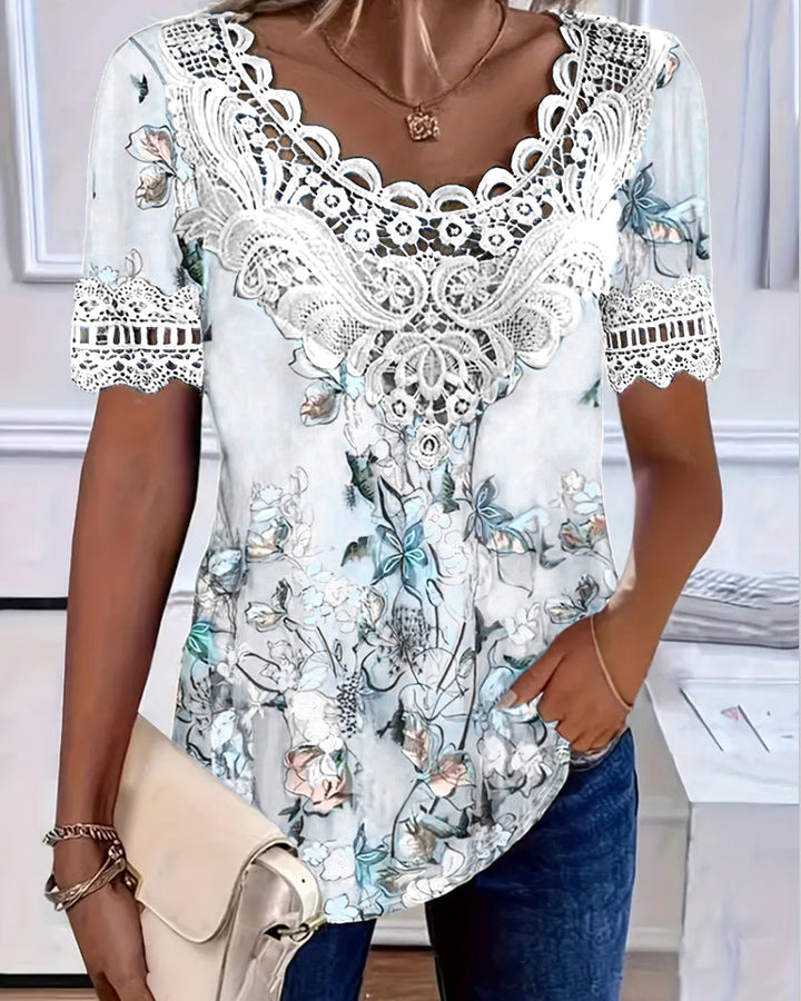 Emilyn | Floral Print Short Sleeve T-Shirt