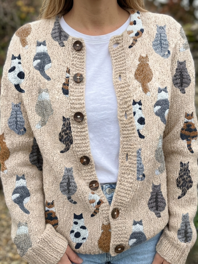Bramley | Cat Print Cardigan
